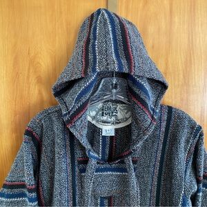 Original Senor Lopez Woven Baja Hoodie Pullover Poncho Unisex Size S Multicolor